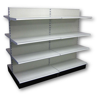 Metal and Pegboard Gondola Shelving