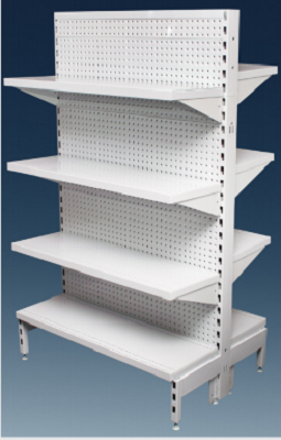 Metal and Pegboard Gondola Shelving